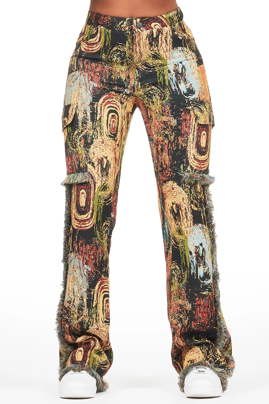 Ameera Black Tapestry Stacked Pant