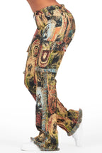 Ameera Black Tapestry Stacked Pant