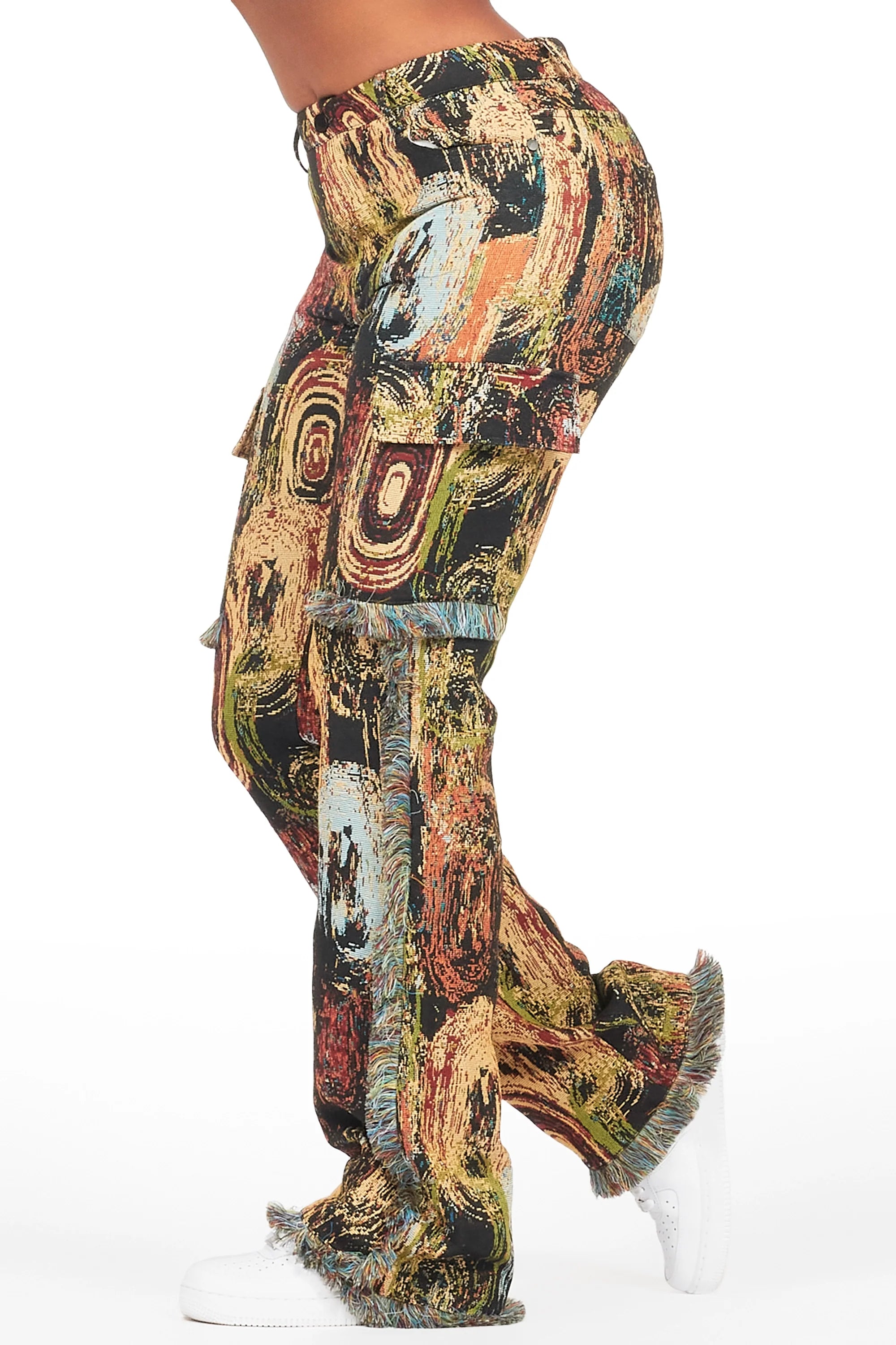 Ameera Black Tapestry Stacked Pant