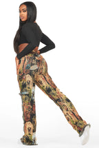 Ameera Black Tapestry Stacked Pant