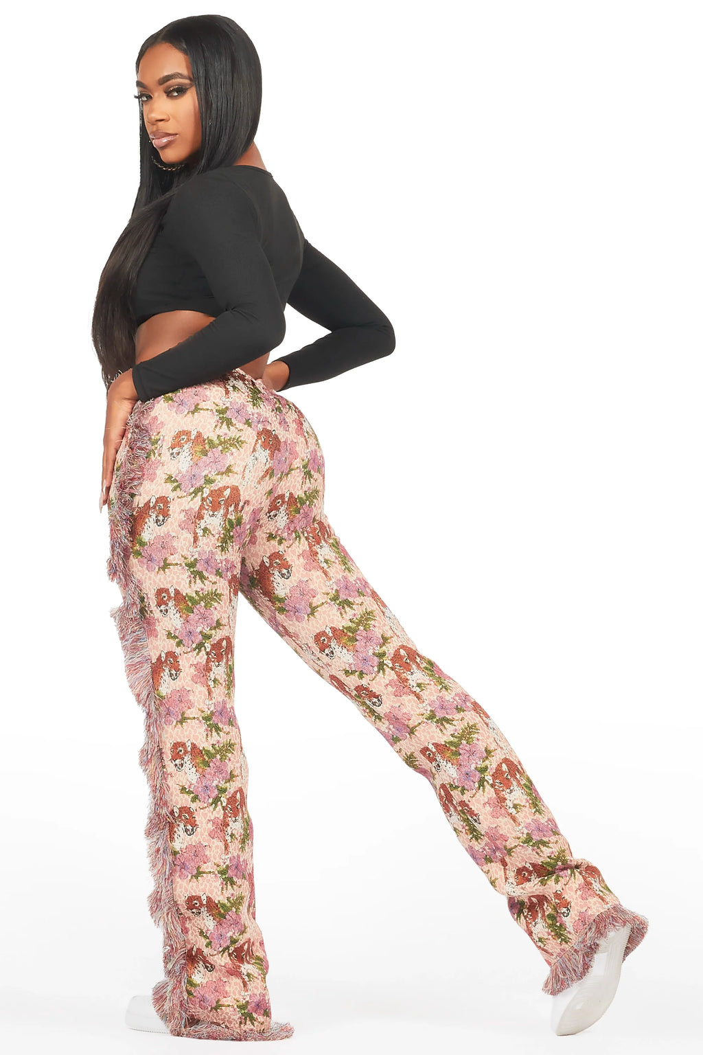 Alexsia Pink Tapestry Stacked Pant
