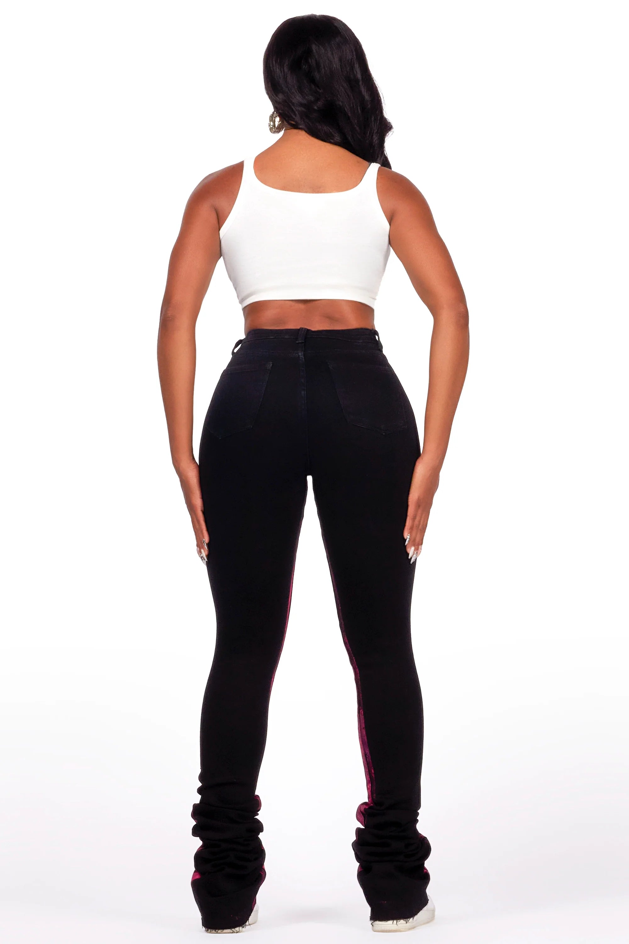 Sherian Black Painted Super Stacked Jean