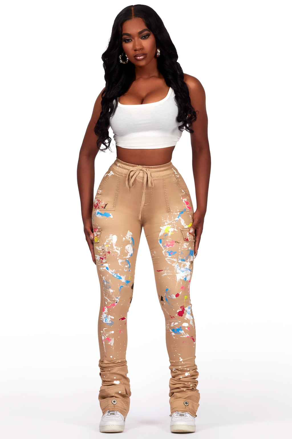 Sareeta Tan Painted Super Stacked Jean