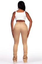Sareeta Tan Painted Super Stacked Jean