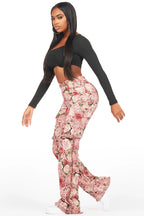 Darresha Pink Floral Tapestry Stacked Pant