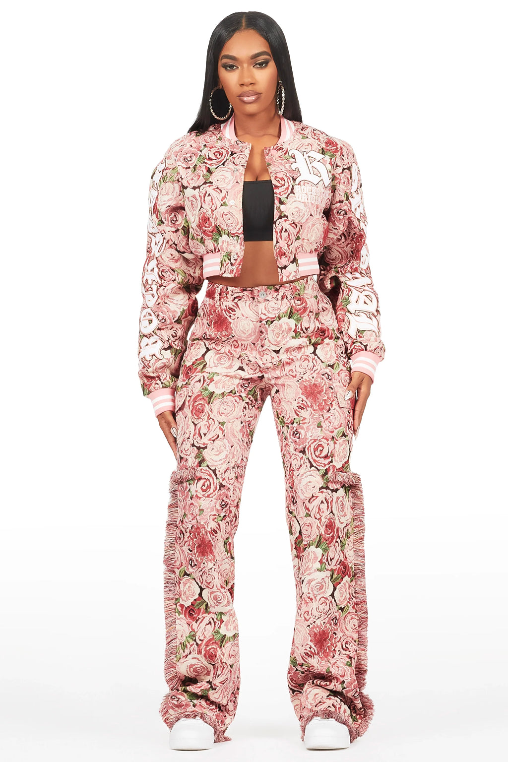 Darresha Pink Floral Tapestry Stacked Pant