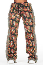 Alexsia Black Tapestry Stacked Pant