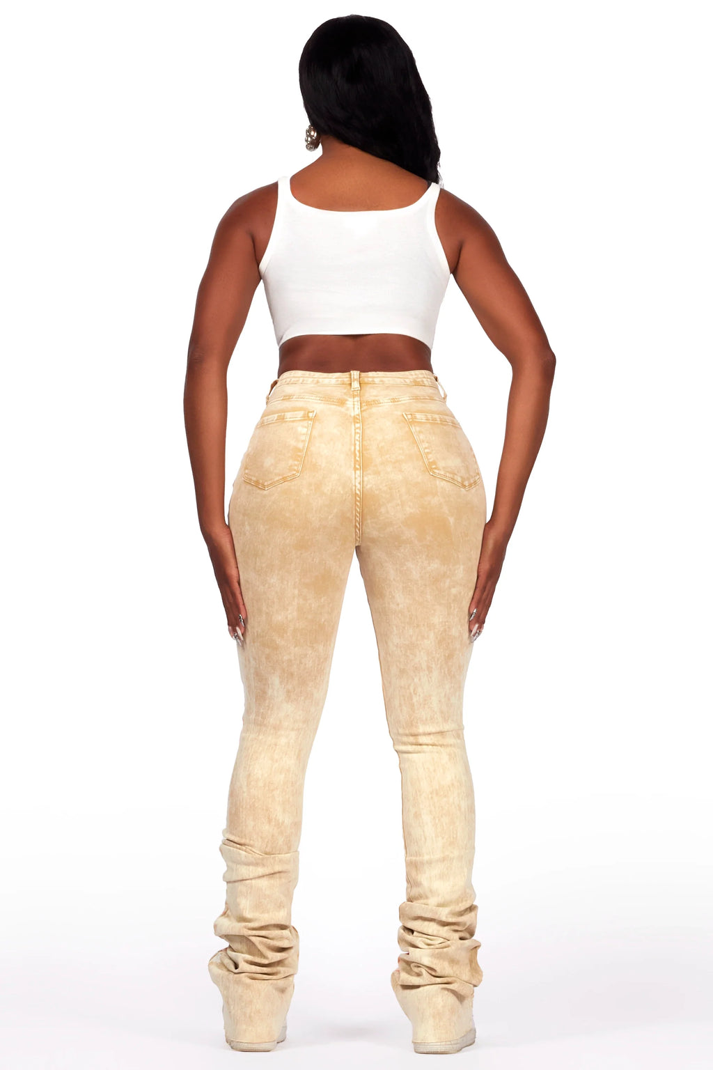 Calisha Tan Painted Super Stacked Jean