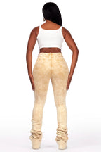 Calisha Tan Painted Super Stacked Jean