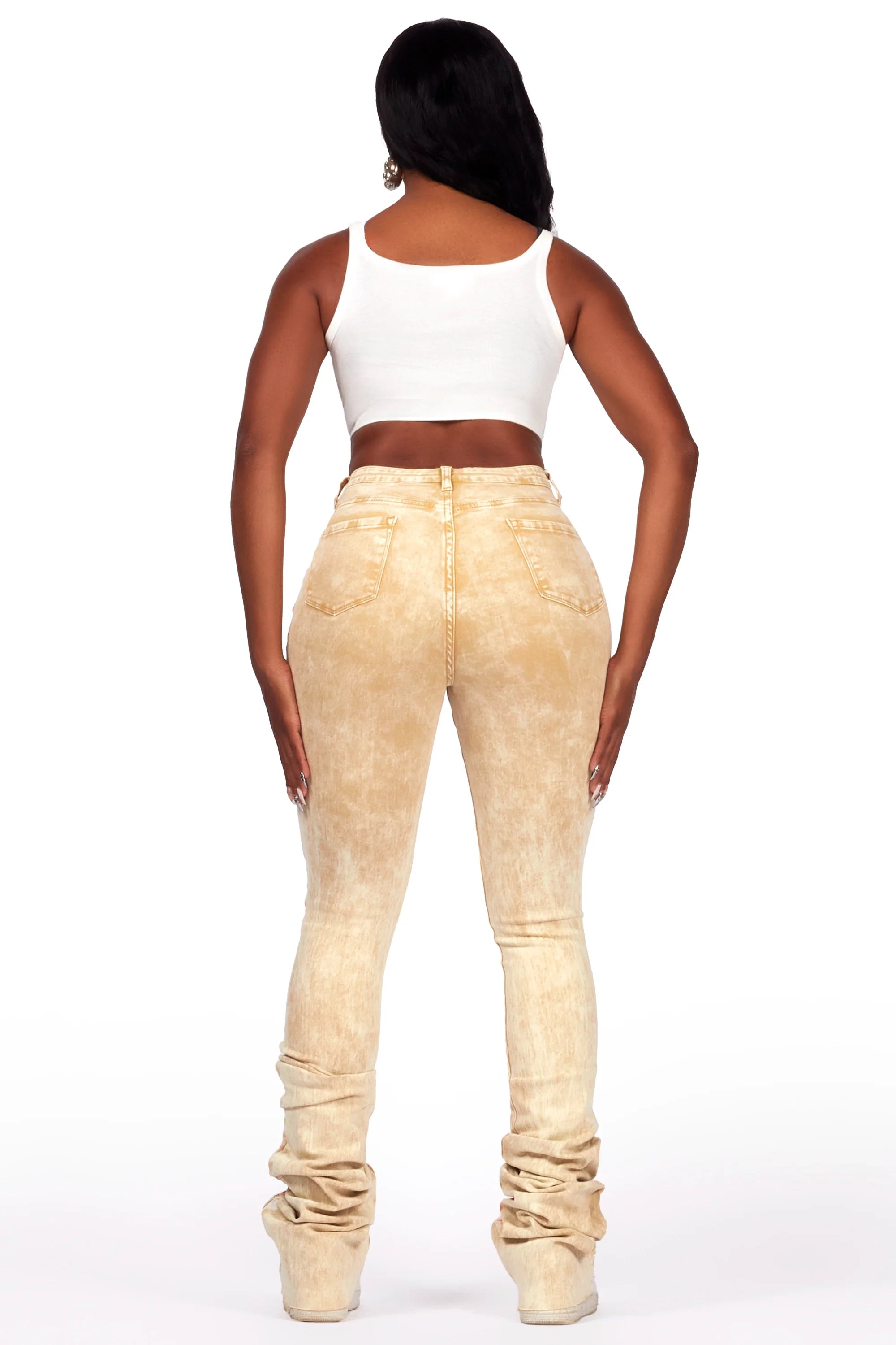 Calisha Tan Painted Super Stacked Jean