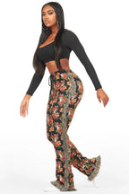 Alexsia Black Tapestry Stacked Pant