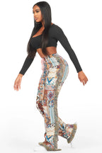 Joliet Beige Tapestry Stacked Pant