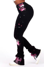 Claudine Black Painted Super Stacked Jean