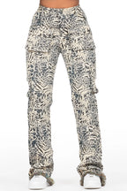 Tonya Black/White Tapestry Stacked Pant