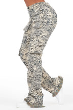 Tonya Black/White Tapestry Stacked Pant