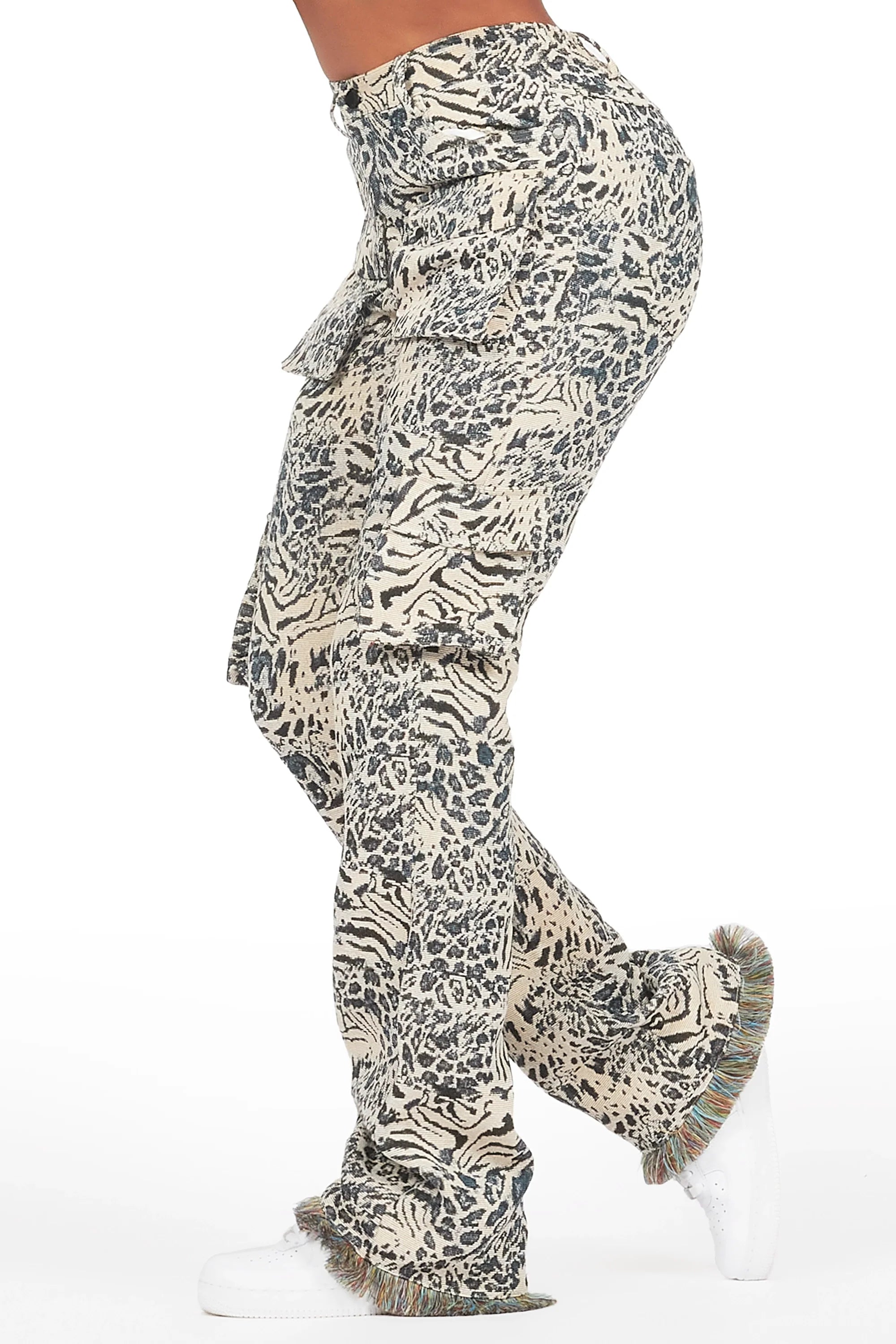 Tonya Black/White Tapestry Stacked Pant