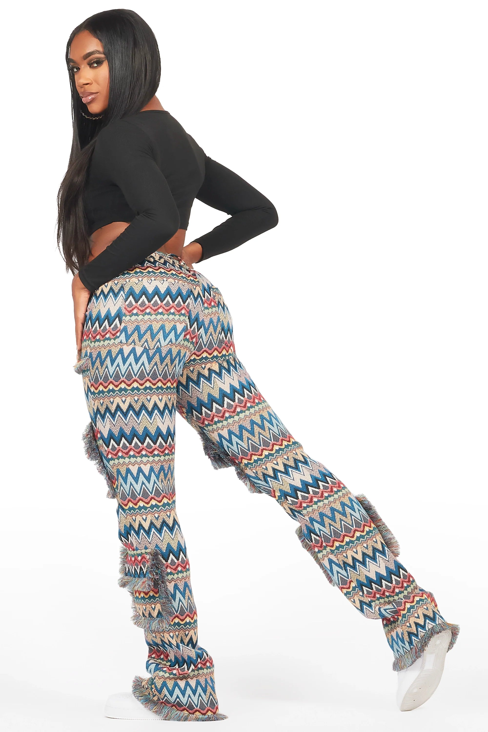 Mikaia Blue Tapestry Stacked Pant
