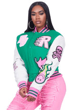 Aniya Green Oversized Varsity Jacket