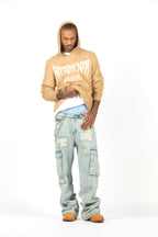 Andros Reflected Beige Graphic Knitted Mohair Hoodie