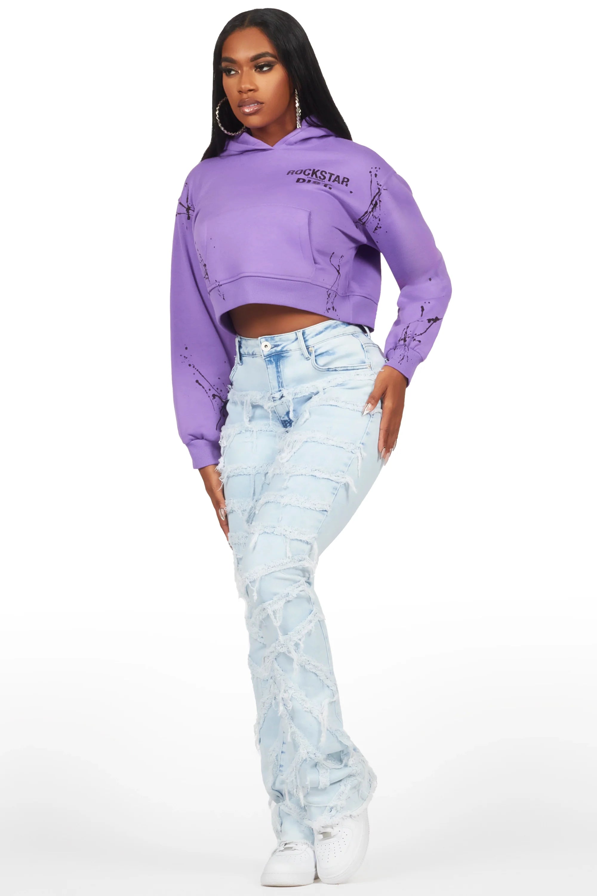 Jamica Purple Crop Hoodie