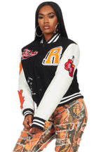 Rosalind Black Oversized Varsity Jacket
