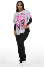 Sharrie Heather Grey Oversized T-Shirt