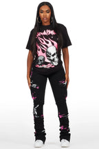 Quintona Black T-Shirt/Super Stacked Jean Set