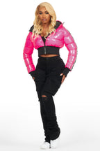 Jackey Hot Pink 2.0 Crop Puffer Jacket