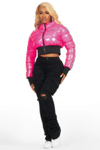 Jackey Hot Pink 2.0 Crop Puffer Jacket