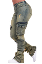 Alisson Dark Wash Tinted Cargo Super Stacked Jean