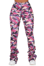 Alaysha Purple Camo Cargo Super Stacked PU Pant
