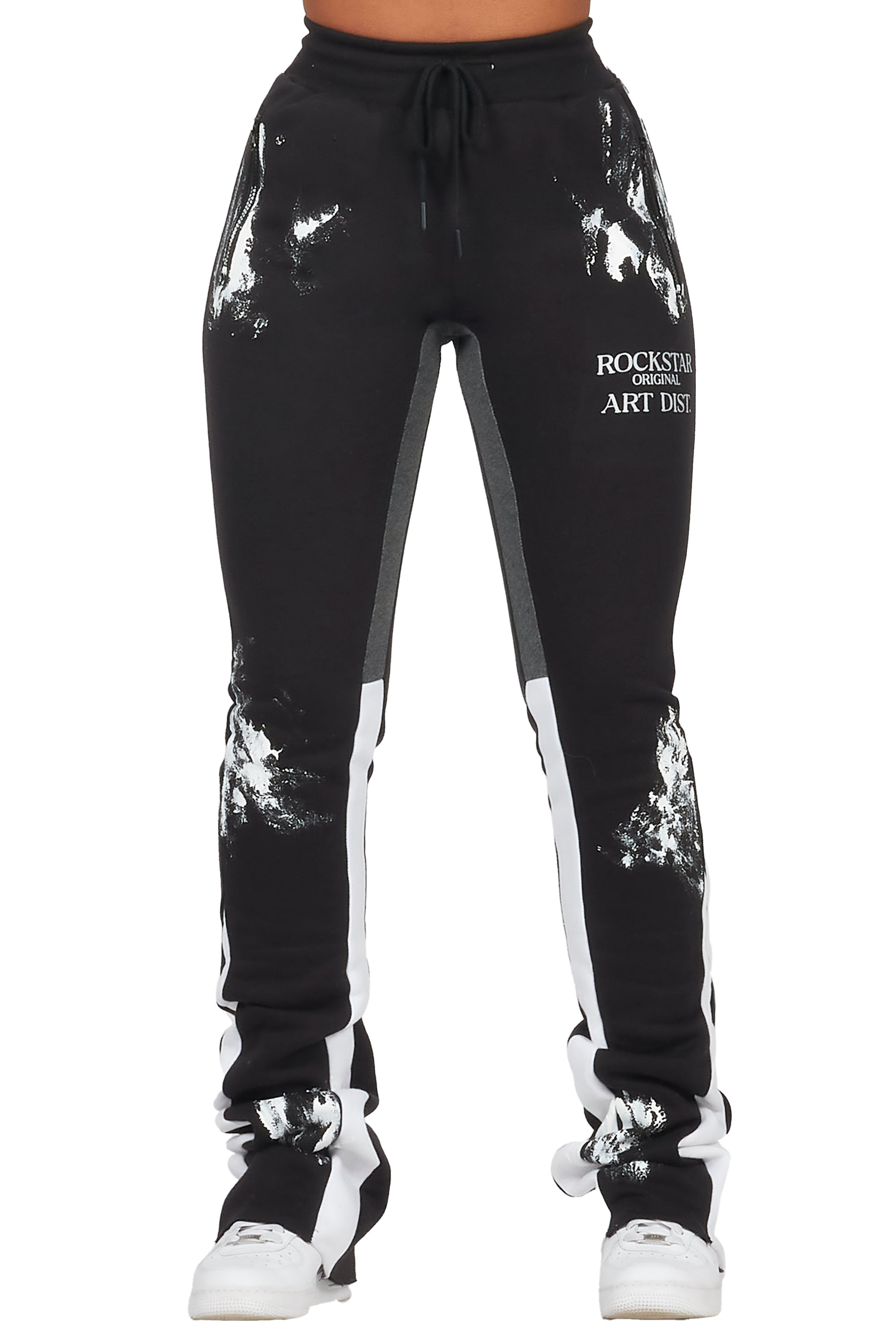 Filipa Black Stacked Flare Pant