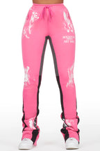 Filipa Hot Pink Stacked Flare Pant