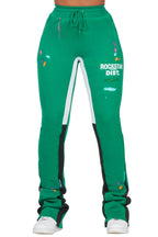 Karenthia Green Stacked Track Pant