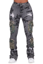 Alisson Grey Camo Cargo Super Stacked Jean
