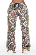 Missy Black Multi Print Tapestry Stacked Pant