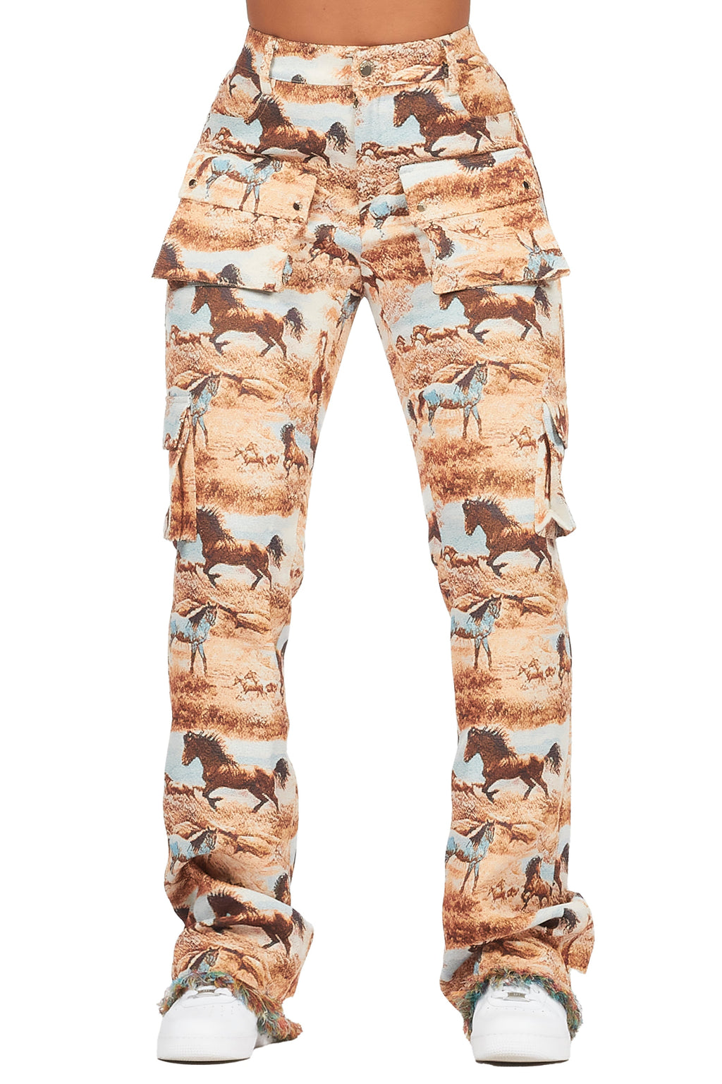 Denea Beige Cargo Tapestry Pant