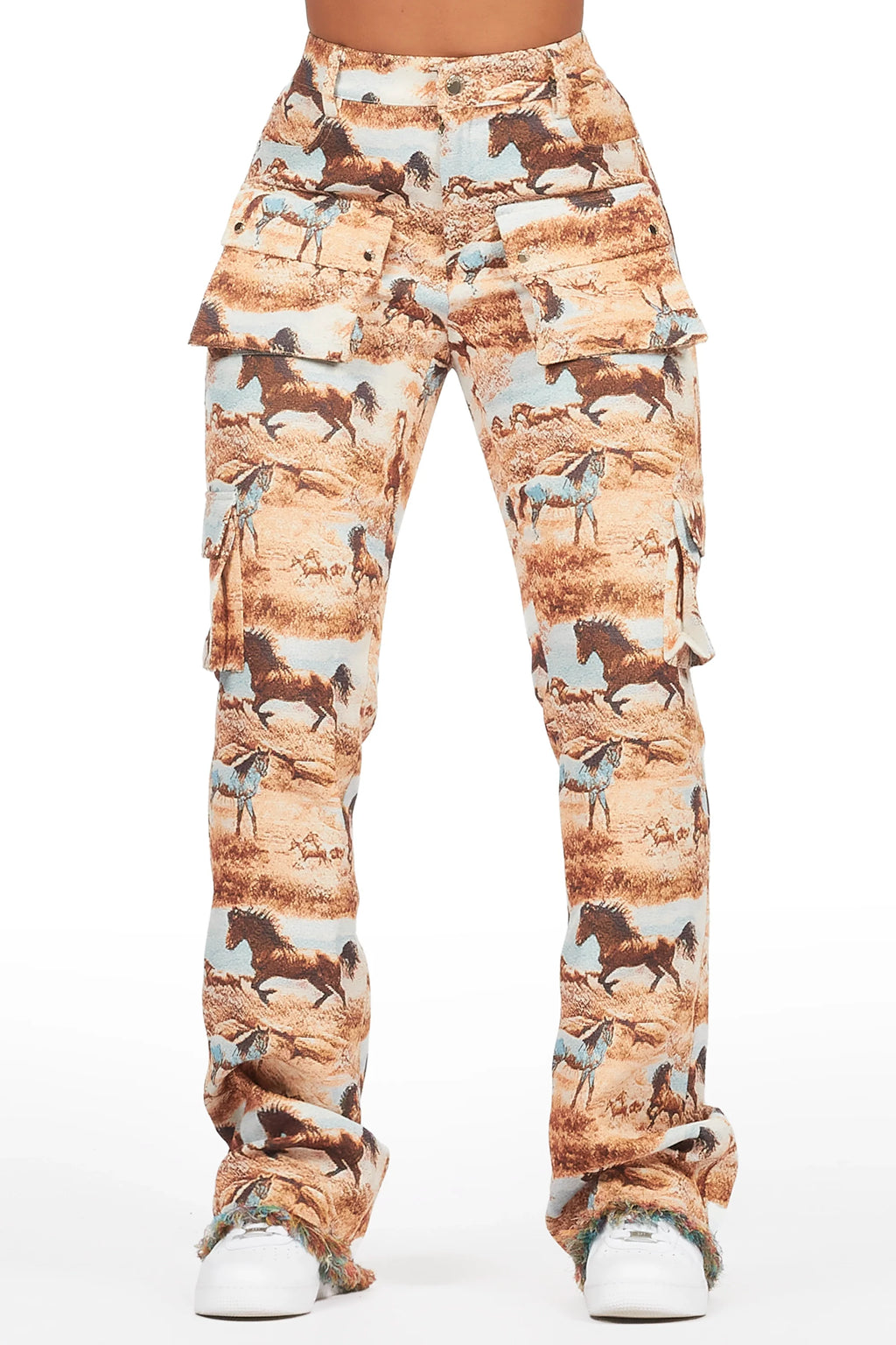 Denea Beige Cargo Tapestry Pant