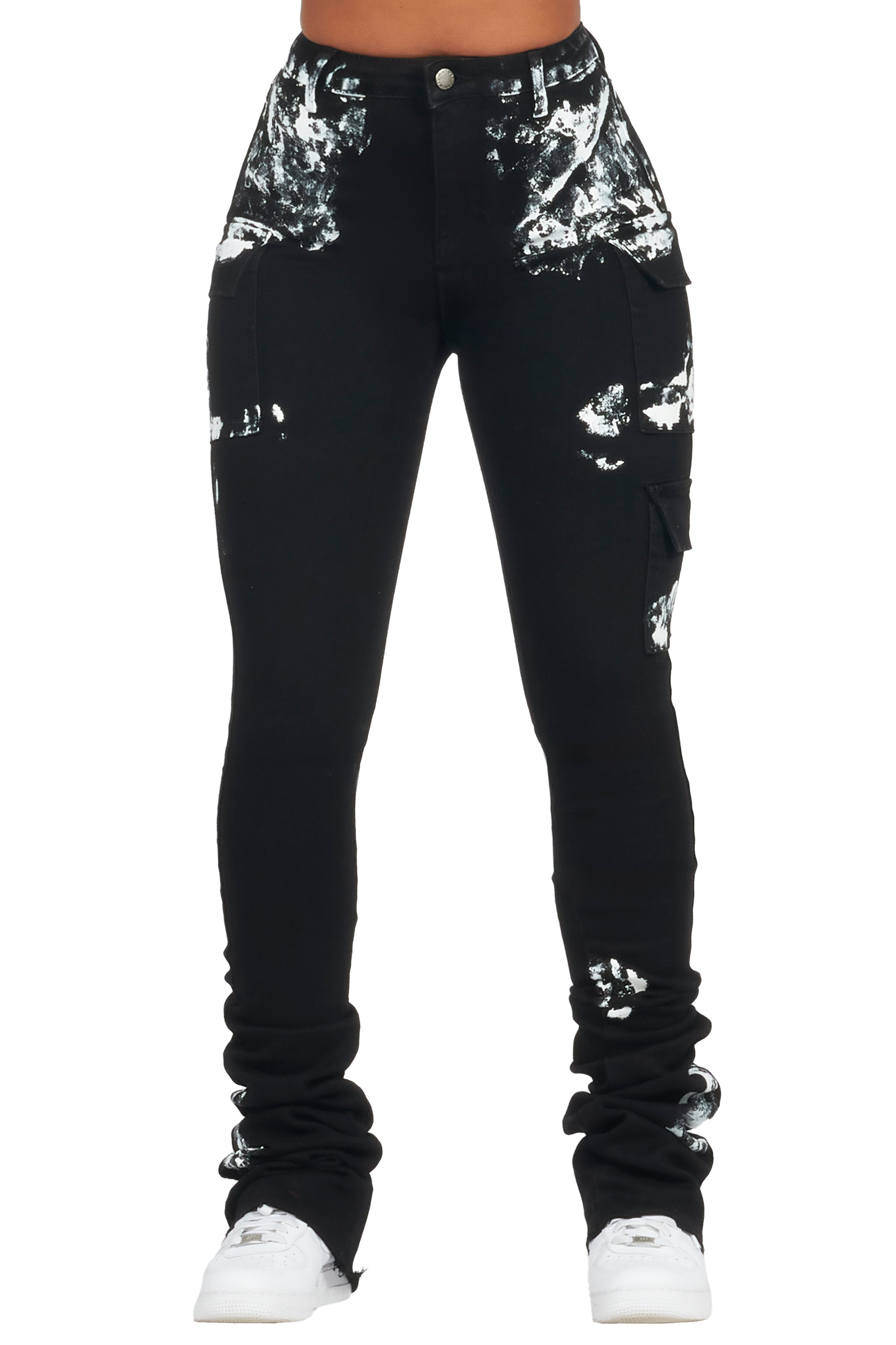 Shannona Black Painted Super Stacked Jean