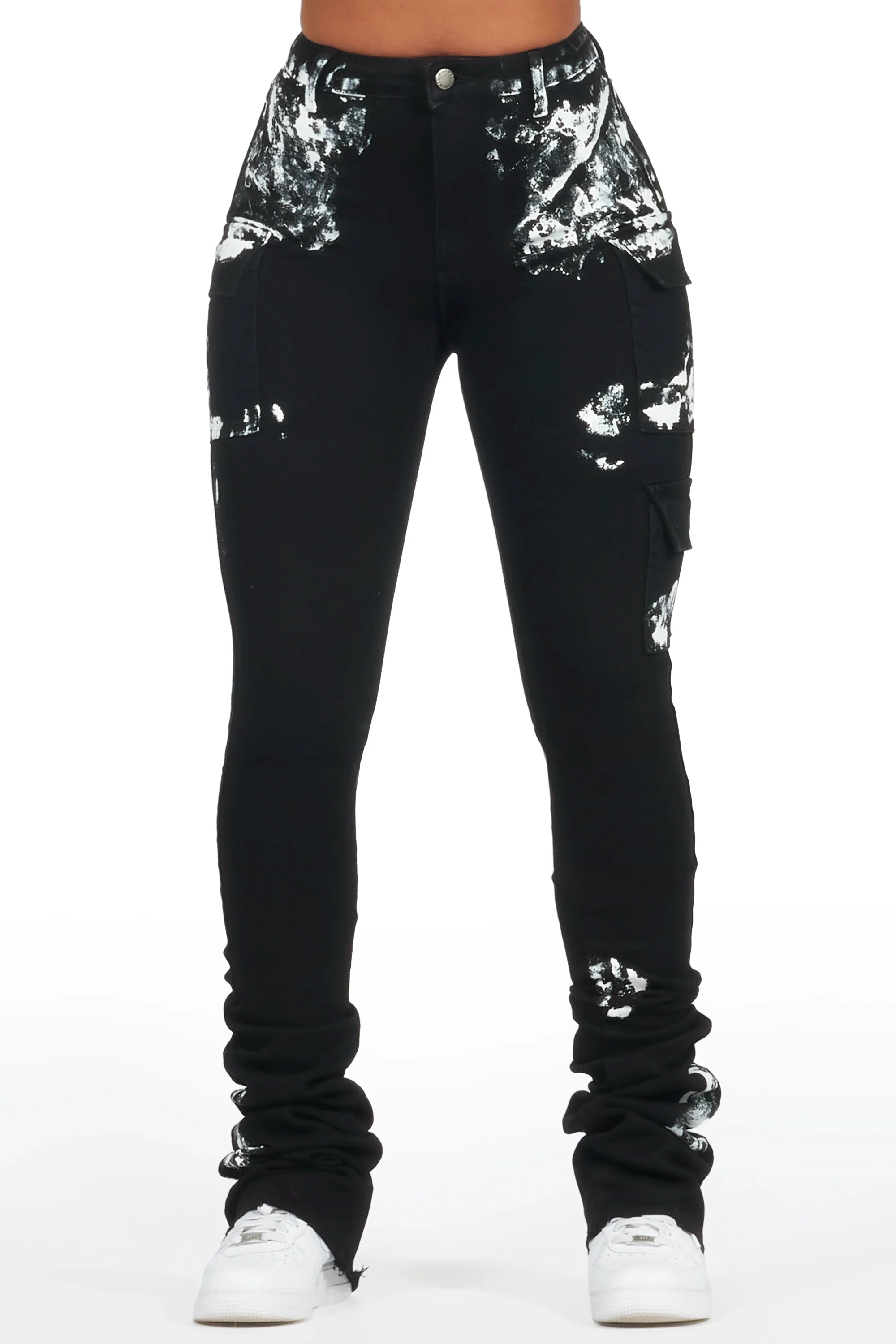 Shannona Black Painted Super Stacked Jean