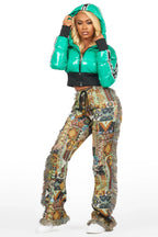 Joliet Black Tapestry Stacked Pant