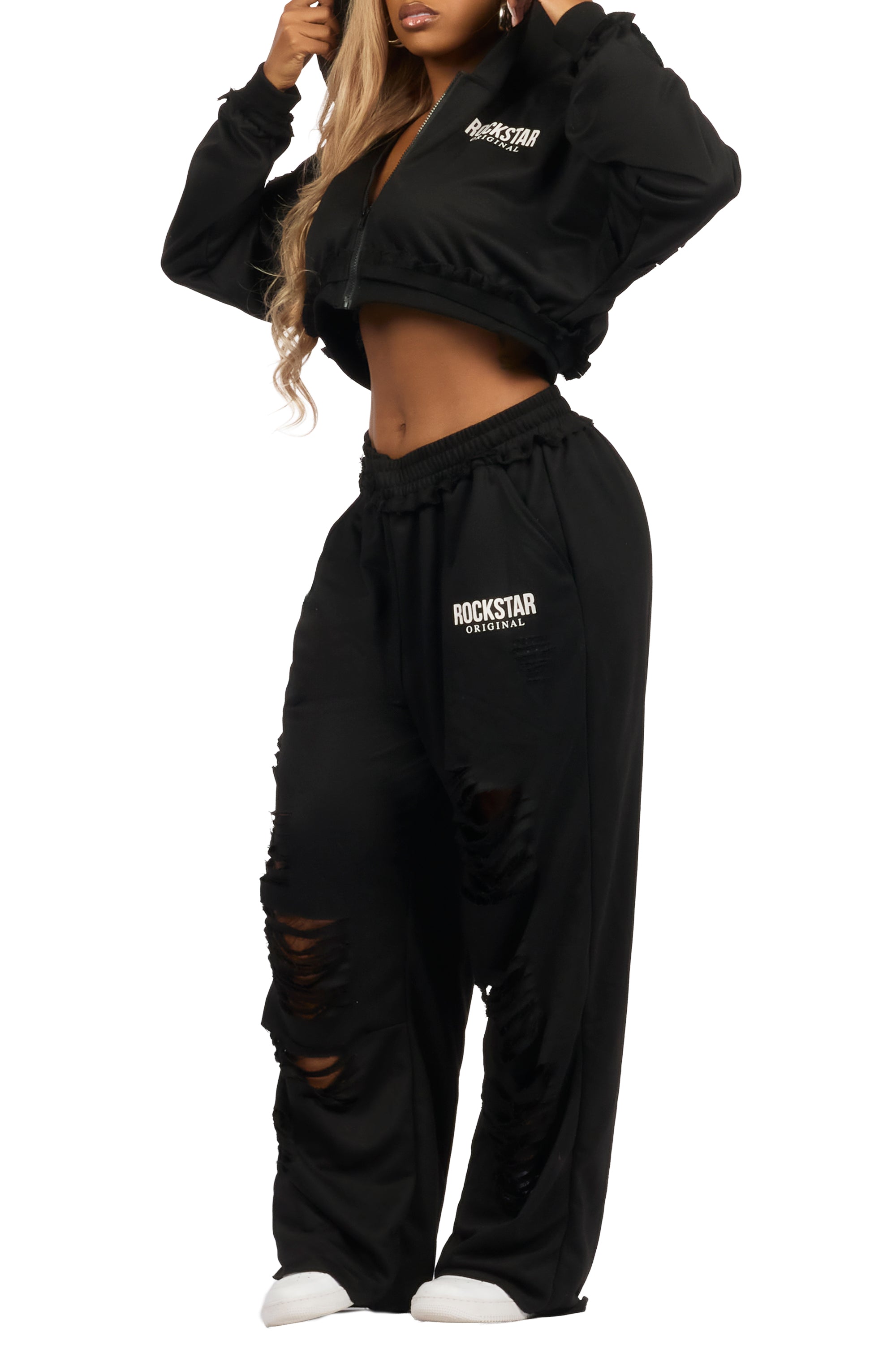 Corrina Black French Terry Oversized Trackset