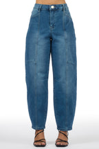 Shavila Med. Wash Seamed Barrel Baggy Jean