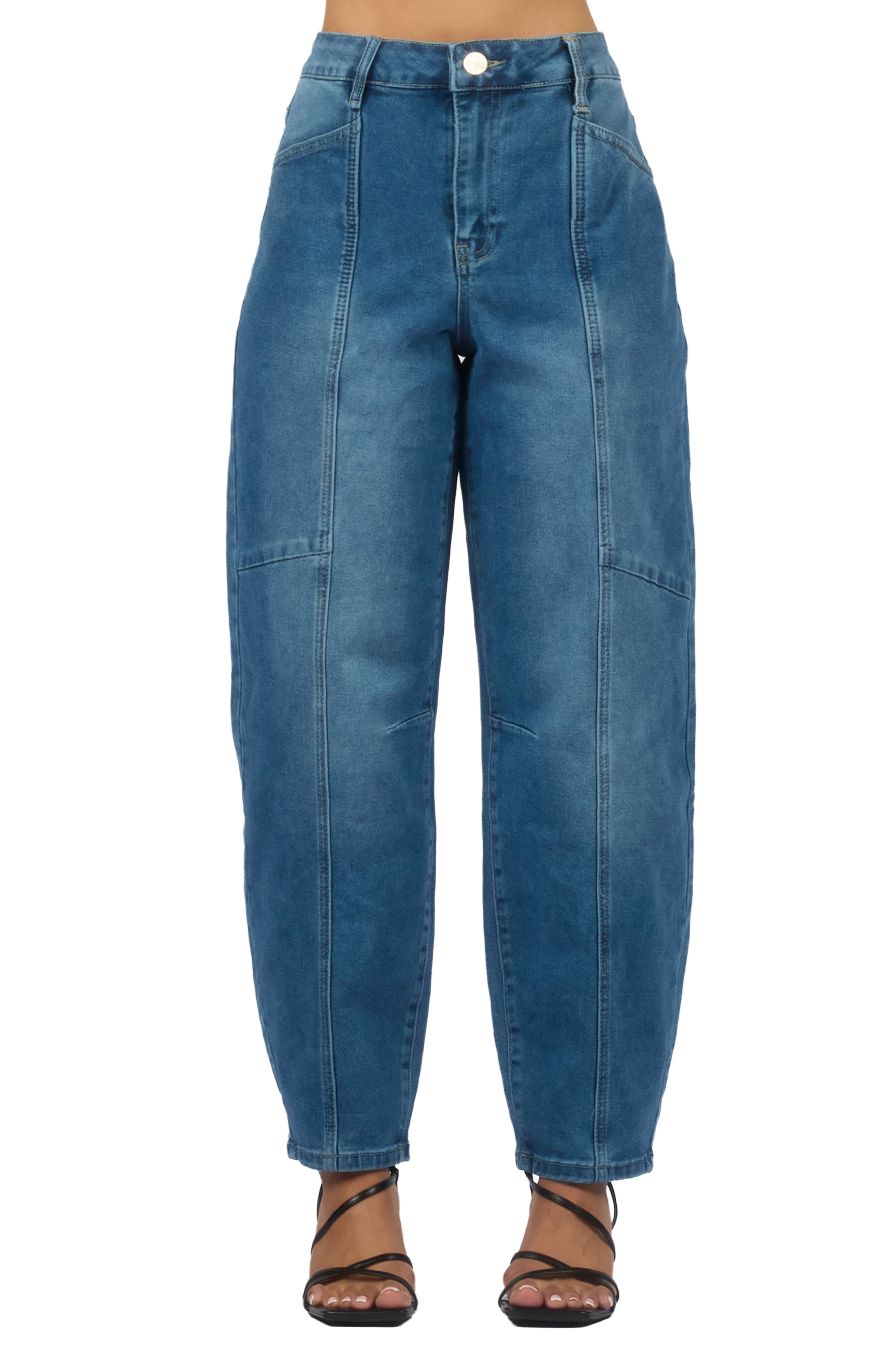 Shavila Med. Wash Seamed Barrel Baggy Jean