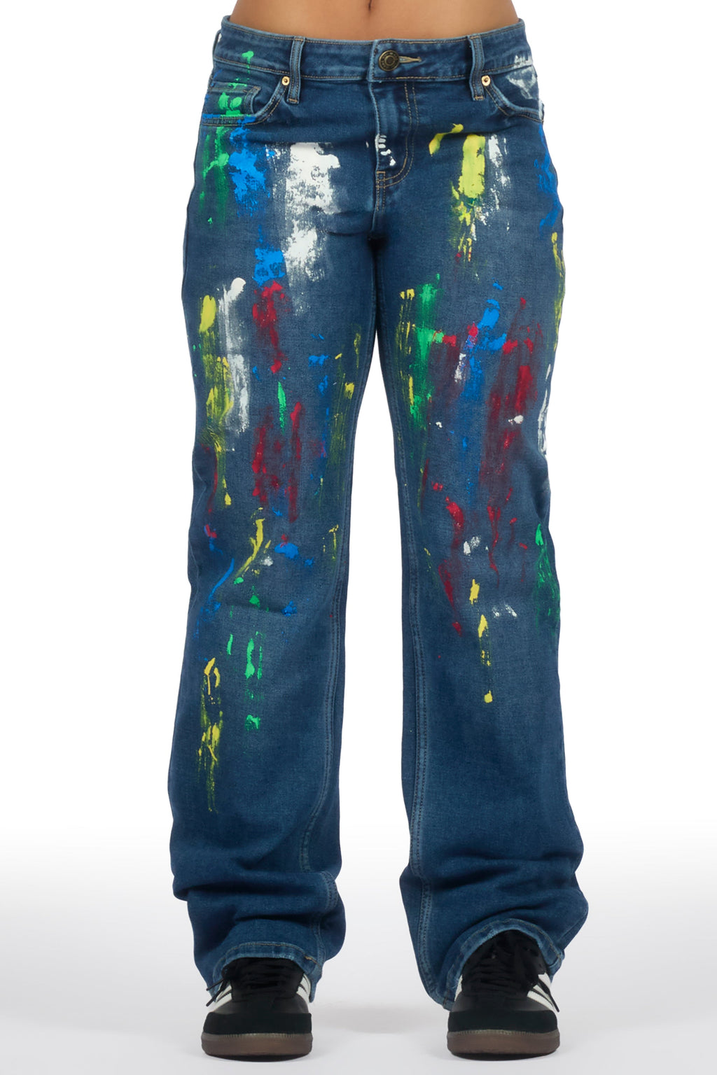 Chianne Dark Wash Painted Baggy Jean