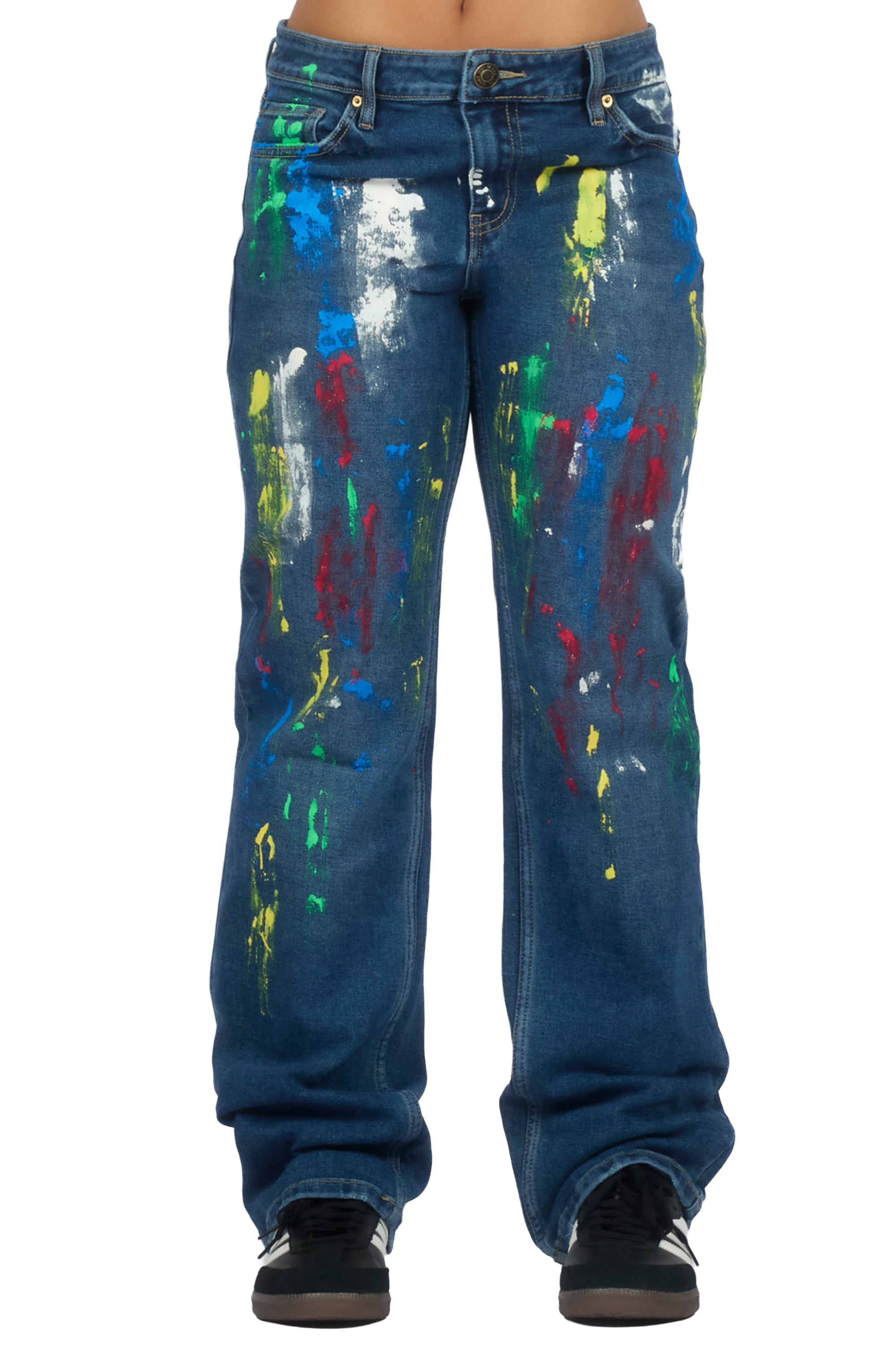 Chianne Dark Wash Painted Baggy Jean