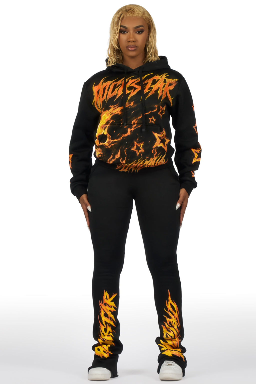 Shaletha Black Super Stacked Track Set