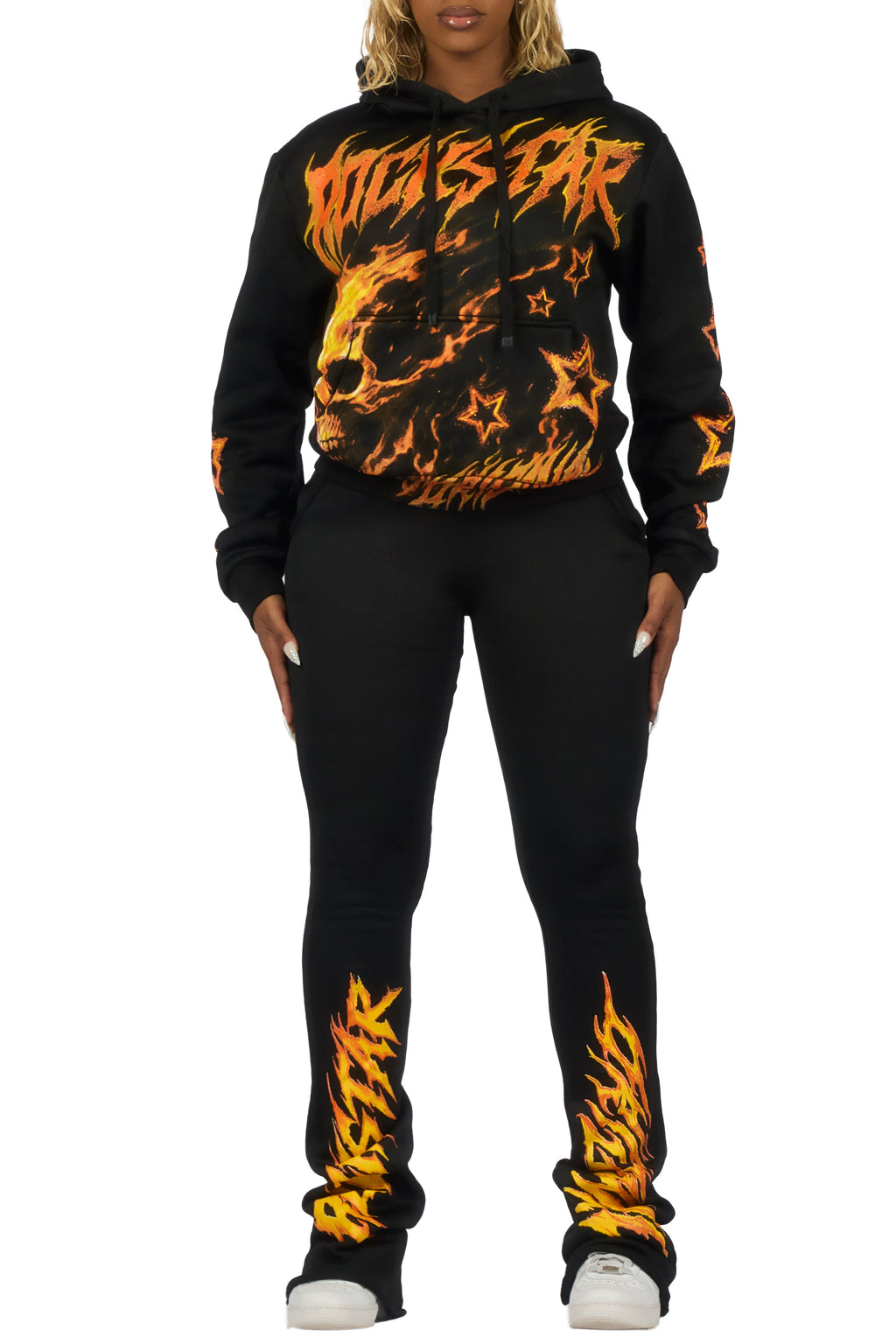 Shaletha Black Super Stacked Track Set