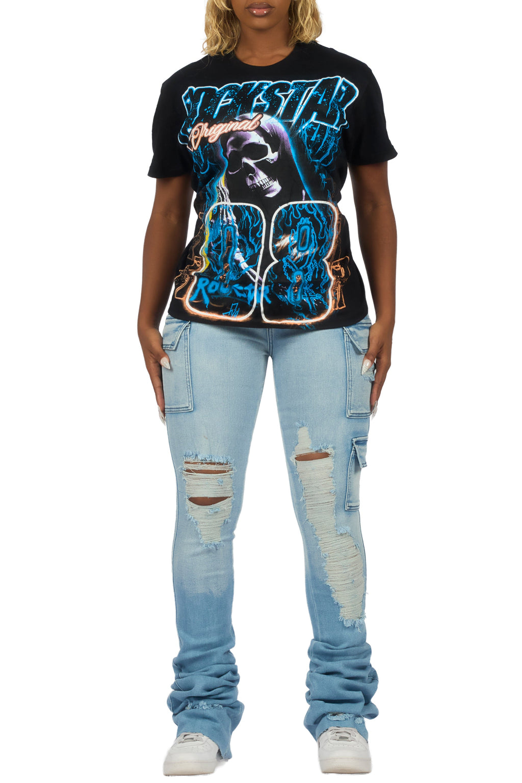 Latachie Black Tee & Vixen Light Wash Jean Set