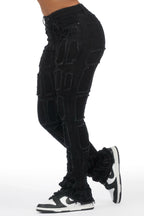 Taquila Black Stacked Flare Jean